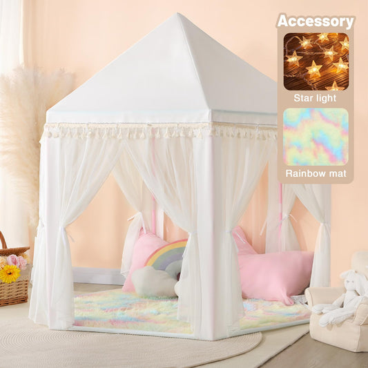 Senodeer princess tent rainbow rug adds soft comfort with non-slip backing for cozy romps.
