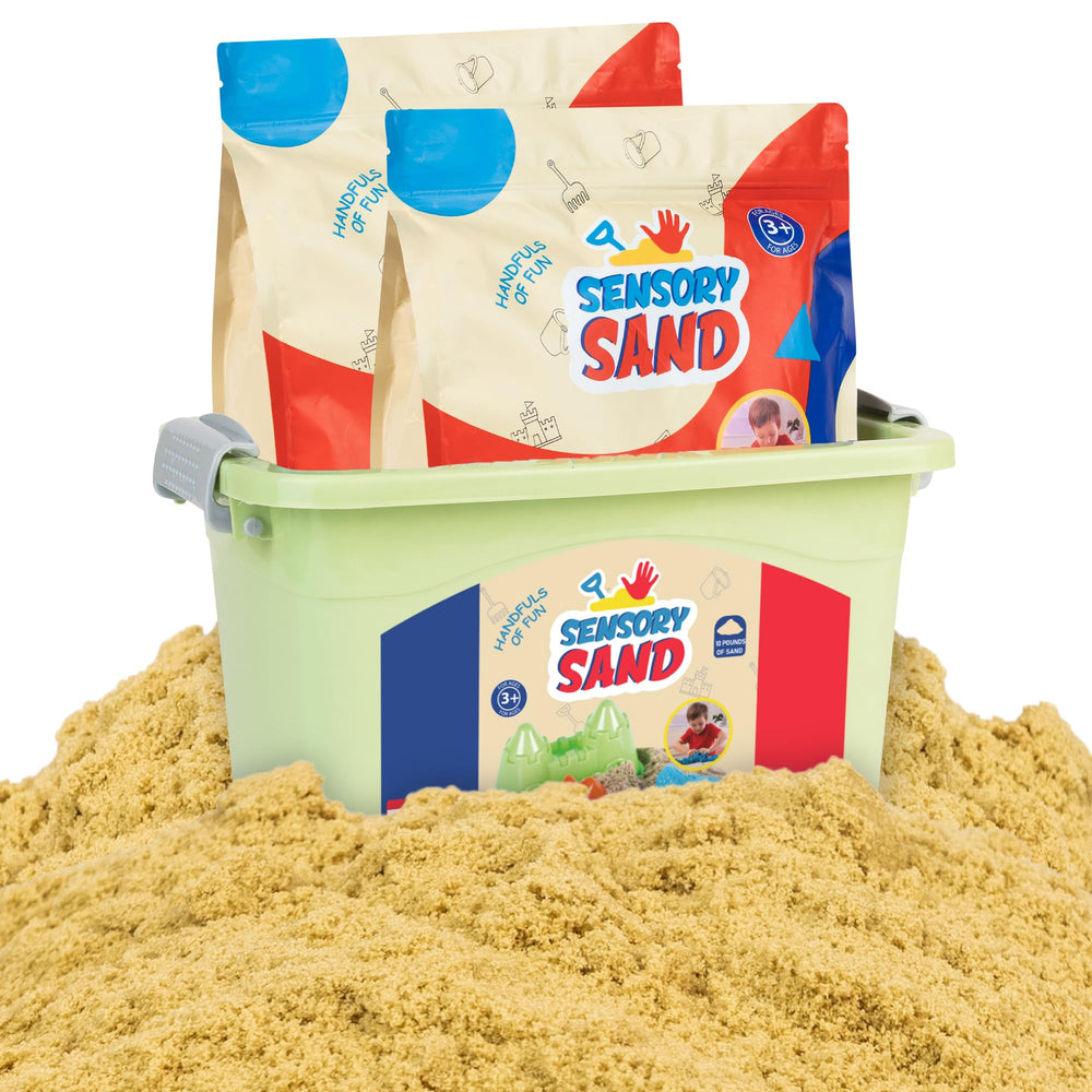 Sensory Sand bulk 10 pounds container with lid for easy storage and repeated play.