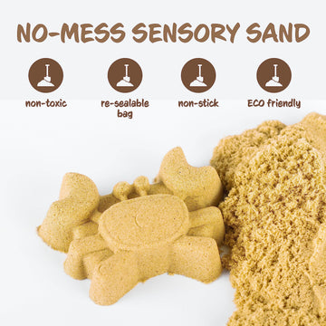 Sensory Sand with molds and tools to spark imaginative play.