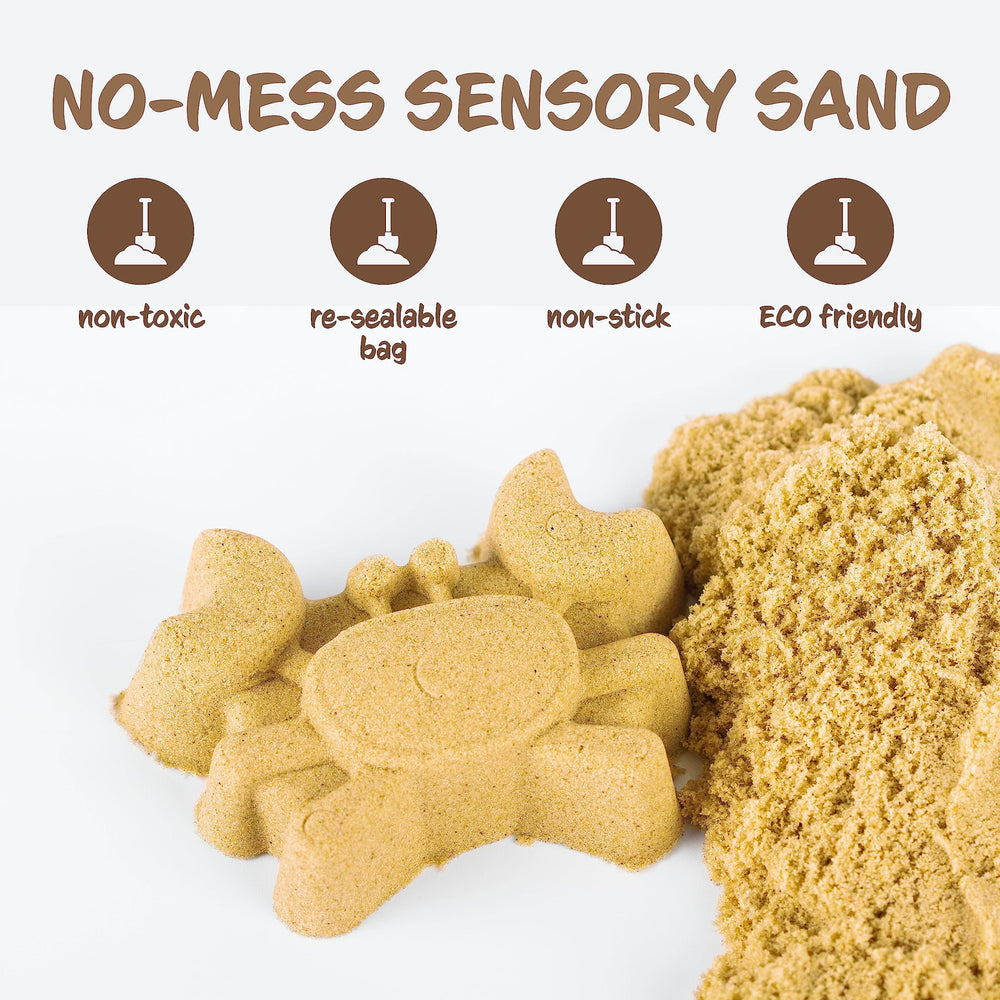 Sensory Sand with molds and tools to spark imaginative play.