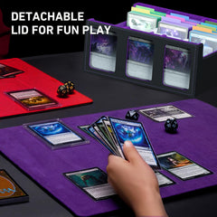 Divider set and 3 supports offer flexible organization for card types.
