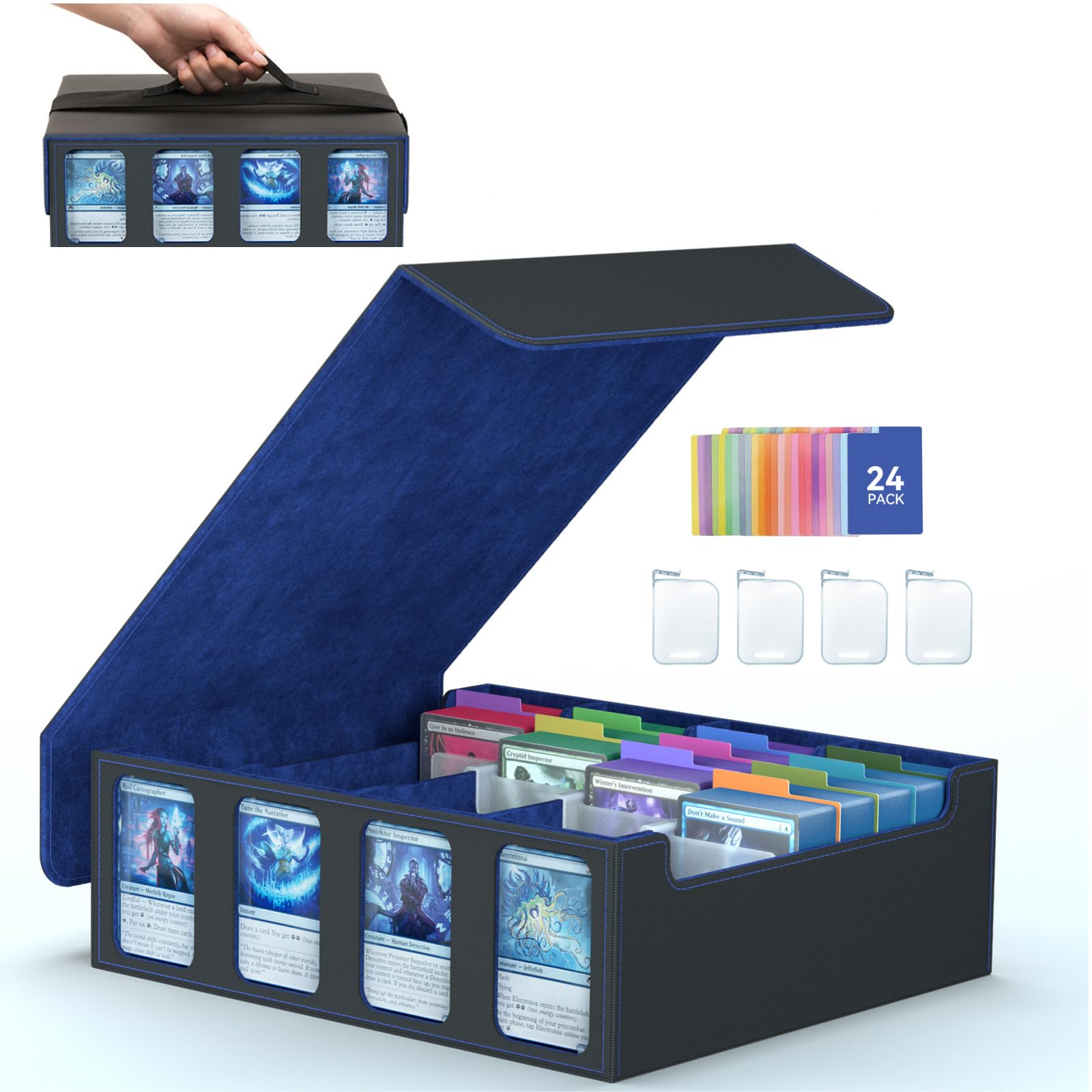 SENVINI 4-Row card box interior layout shows spacious capacity for unsleeved cards.