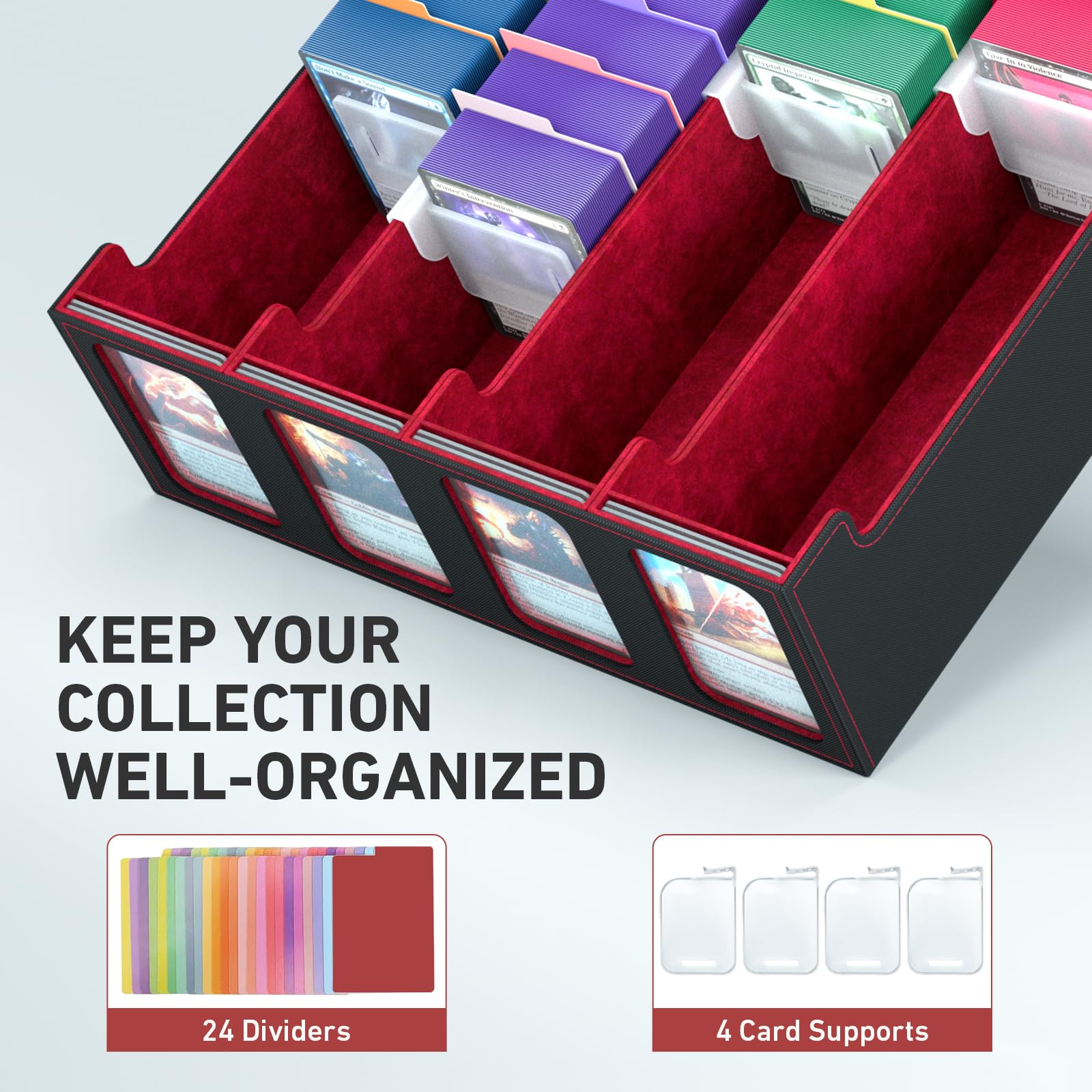 SENVINI 4 adjustable supports with top-loader slots display cards.