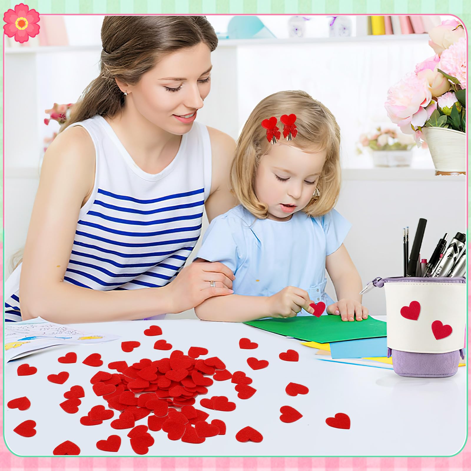 SEPGLITTER wedding decor ideas using red felt hearts.