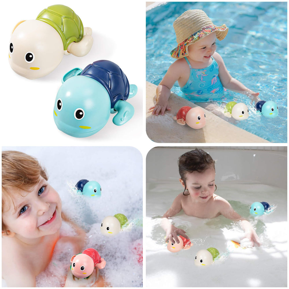 SEPHIX group of turtle bath toys during bath time fun and splash