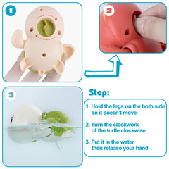 SEPHIX pink turtle swim toy in tub encouraging tactile exploration