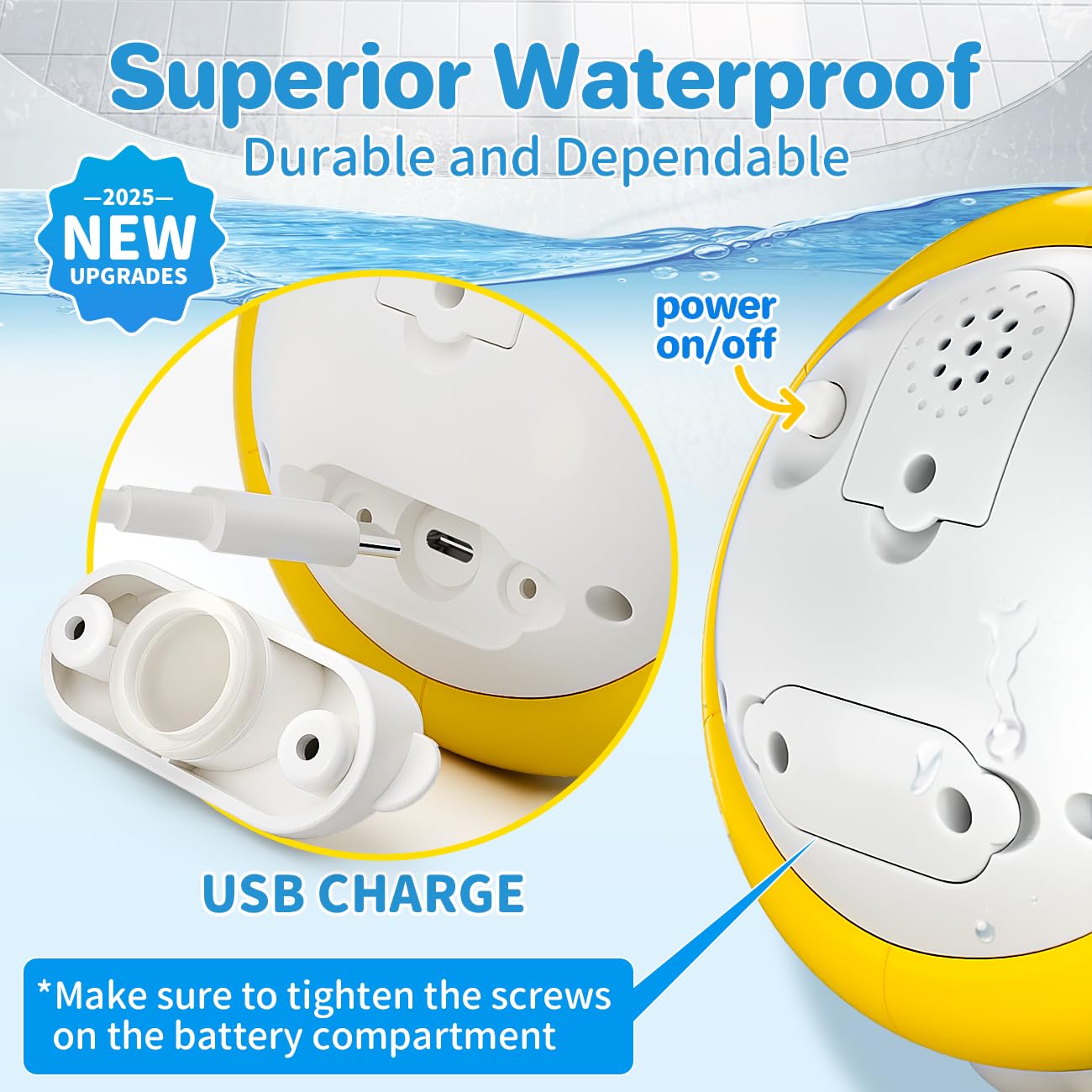 SEPHIX LED bath toy with waves lighting keeps toddlers engaged