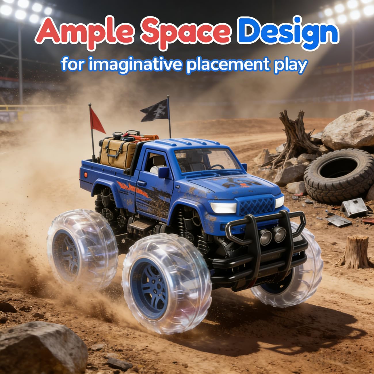 SEPHIX Monster Truck rugged tires grip across surfaces for better traction