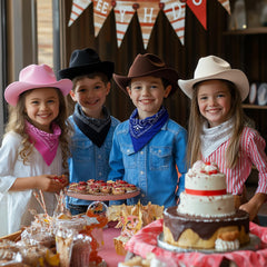 SeptCity kids cowboy hat with adjustable chin strap for secure wear.