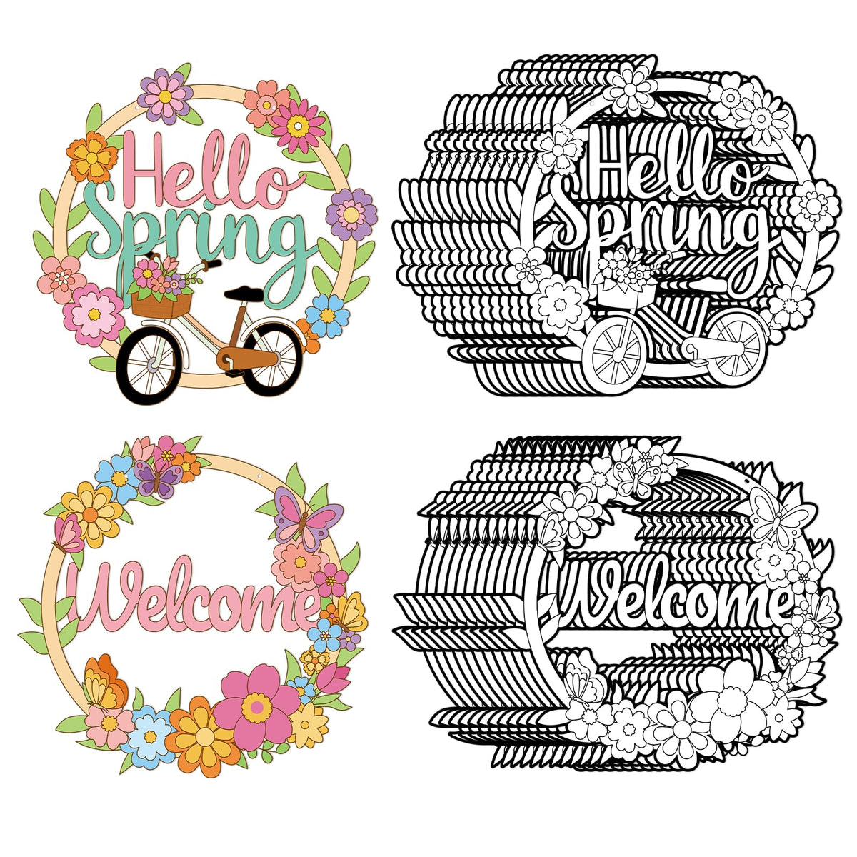 Sereliy spring coloring wreath cards for vibrant DIY decorations