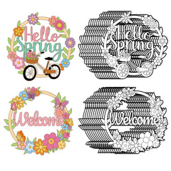 Sereliy spring coloring wreath cards for vibrant DIY decorations