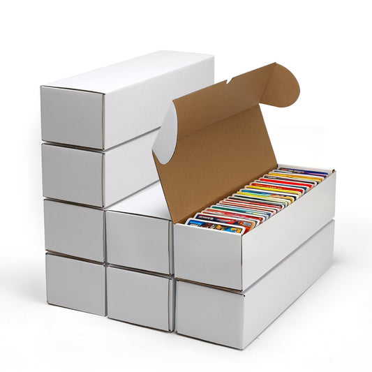 Serwrsw bulk 400-capacity toploaders box side view showing sturdy cardboard construction