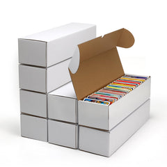 Serwrsw bulk 400-capacity toploaders box side view showing sturdy cardboard construction