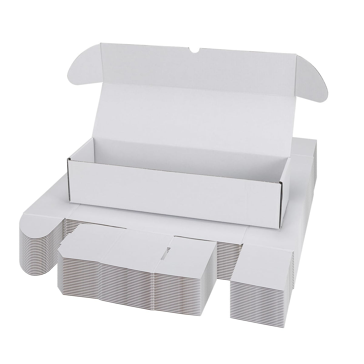 Serwrsw bulk-capacity top-loaders box shown in a stack for efficient card storage