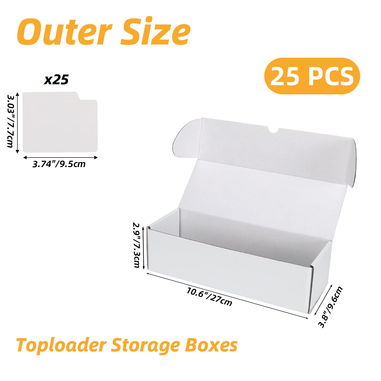 Serwrsw 25-pack white corrugated boxes ready for organized card shipping.