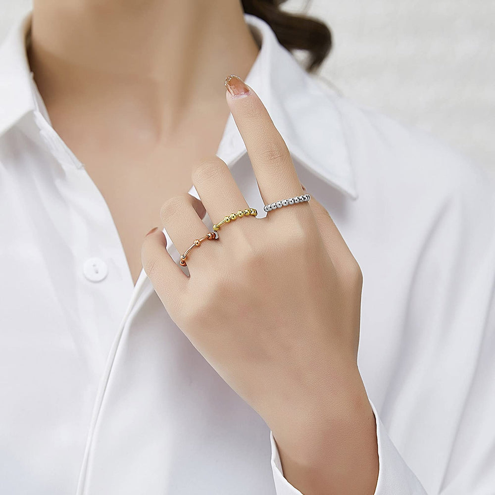 SERYNOW fidget ring beads move freely, nine movable beads to aid focus.