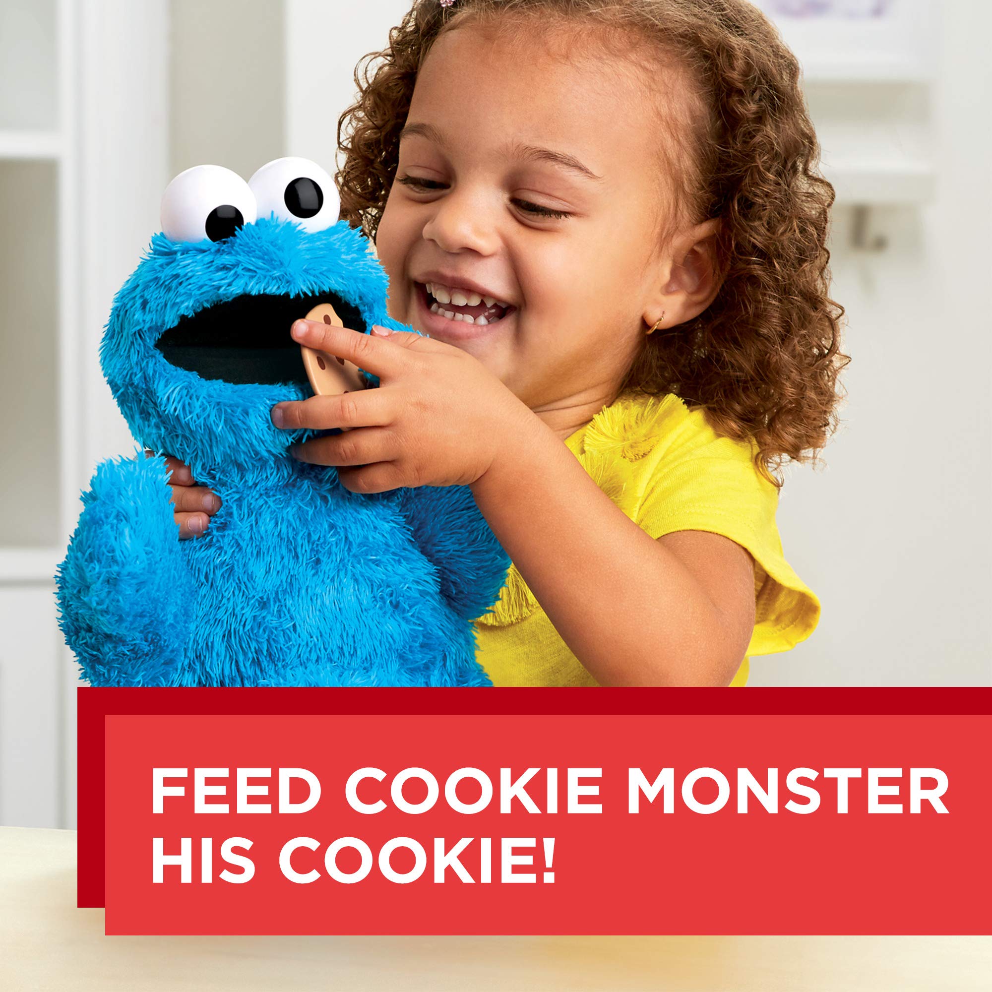 Sesame Street Cookie Monster plush, tummy-press feature for silly phrases and songs.