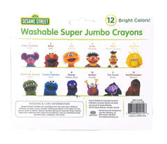 Sesame Street crayons in a resealable box, travel-friendly and classroom-ready.