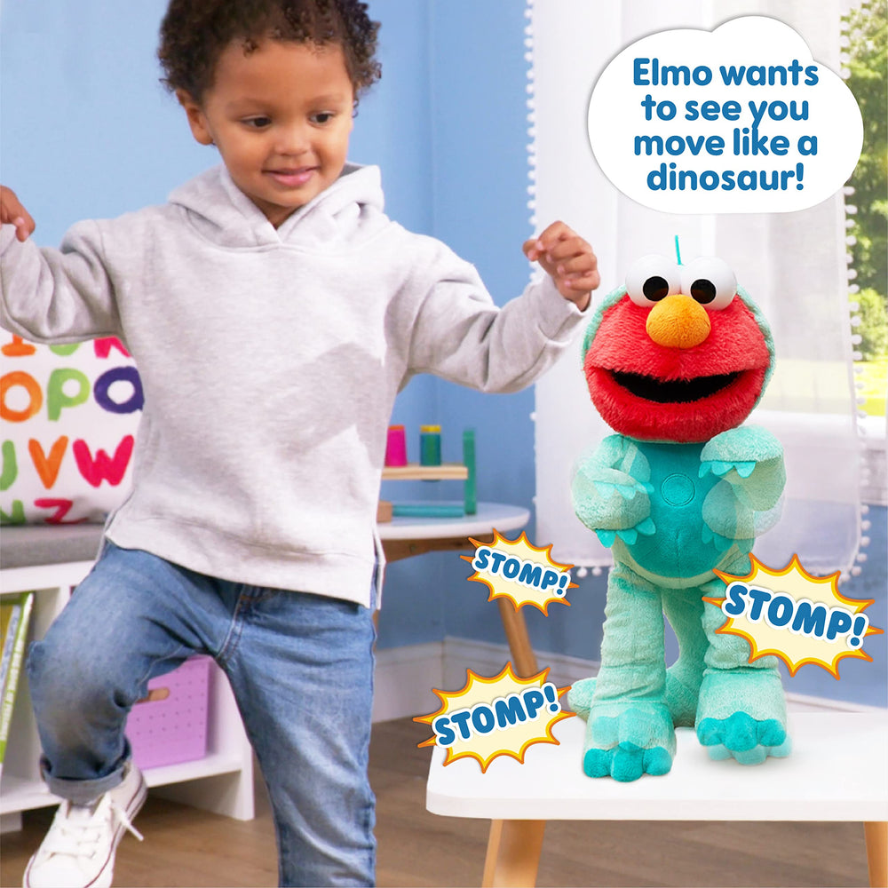 Sesame Street Elmo plush uses soft fabrics and recycled fill for comfy snuggles.