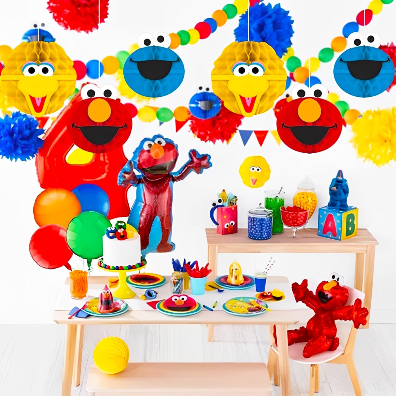 Sesame Street sticker pack closeup shows customizable name and age options.