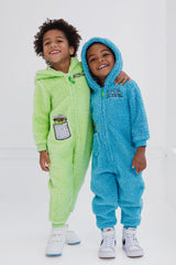Sesame Street Oscar zip-up front simplifies dressing at home.