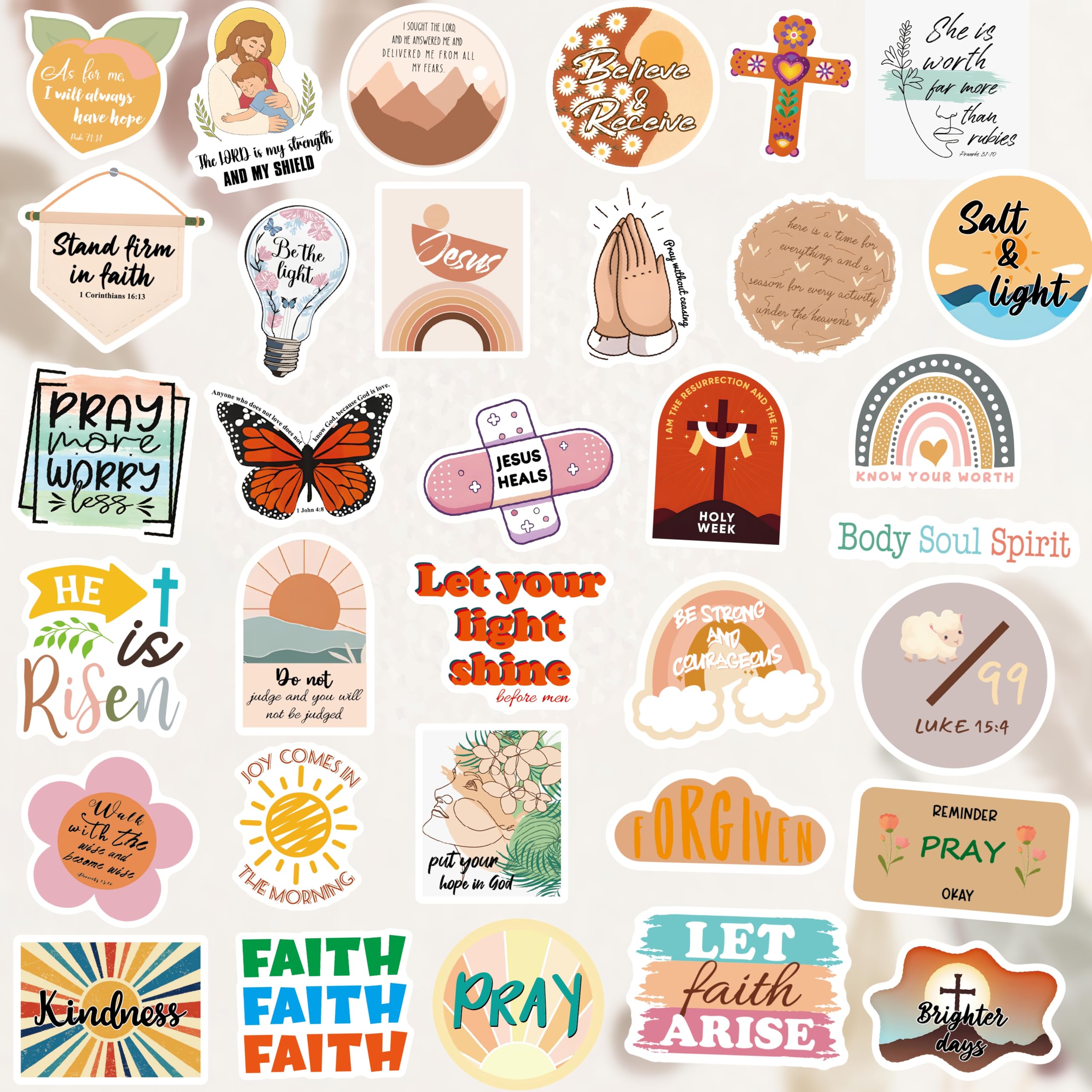 Sesunbla boho Christian stickers, waterproof and ideal for water bottles
