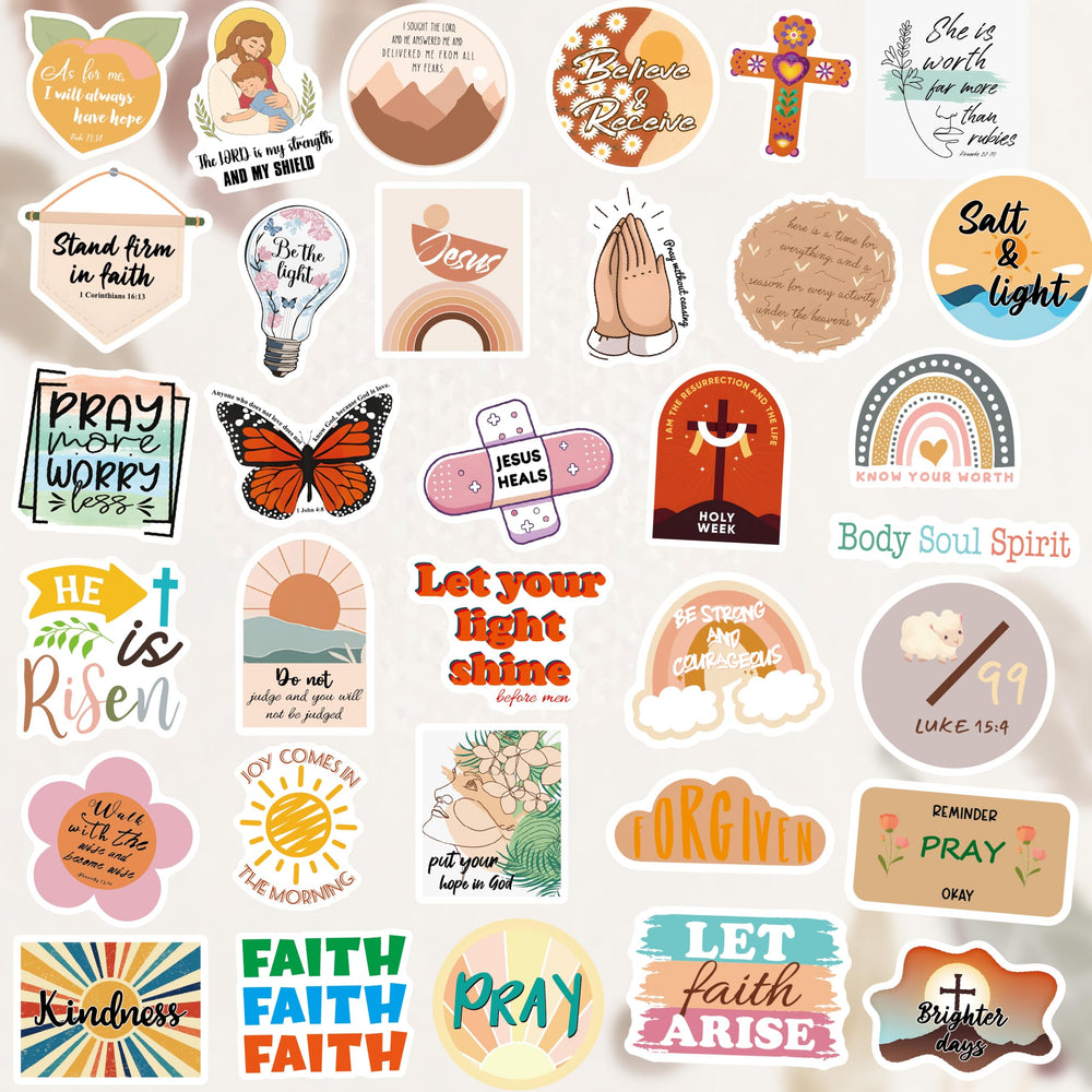 Sesunbla boho Christian stickers, waterproof and ideal for water bottles
