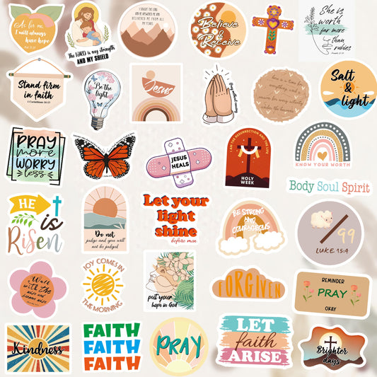 Sesunbla boho Christian stickers, waterproof and ideal for water bottles