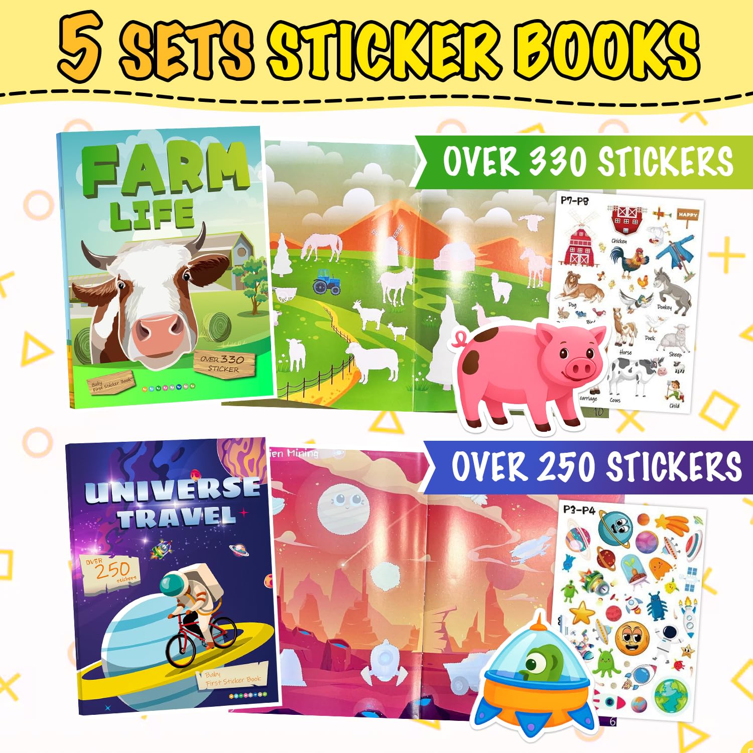 Sets of 5 Farm Life sticker book cover supports quiet time and creative storytelling.