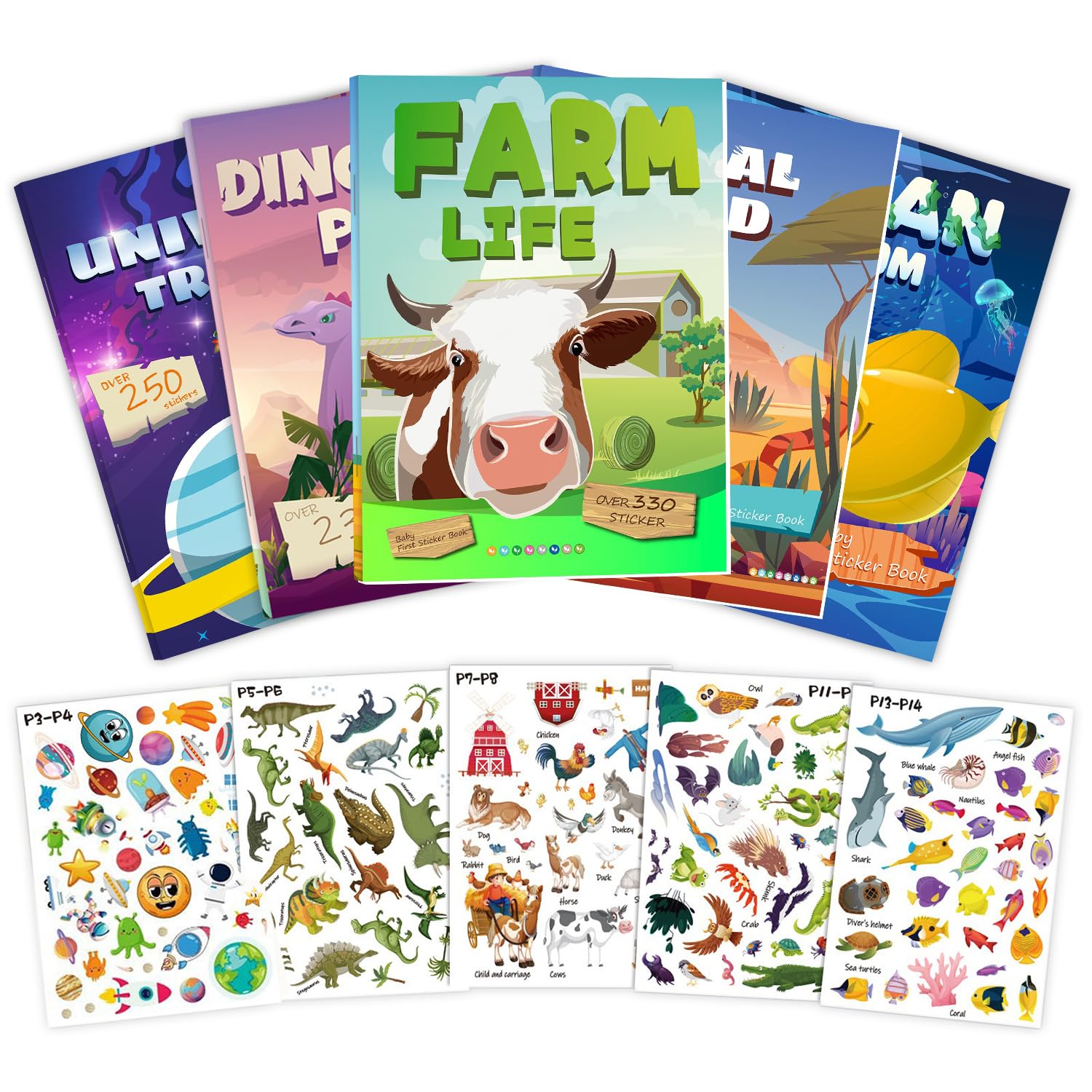 Sets of 5 Universe Travel sticker book cover encourages imaginative, screen-free play.