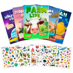 Sets of 5 Universe Travel sticker book cover encourages imaginative, screen-free play.
