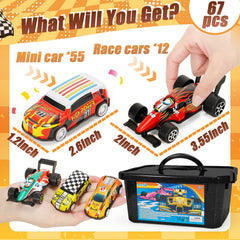 SevenQ colorful mini race cars close-up, vivid details for imaginative play.