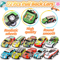 SevenQ colorful toddler toy cars in a mixed assortment for imaginative play.