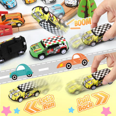 SevenQ durable pull-back cars with smooth wheels for quiet indoor racing.