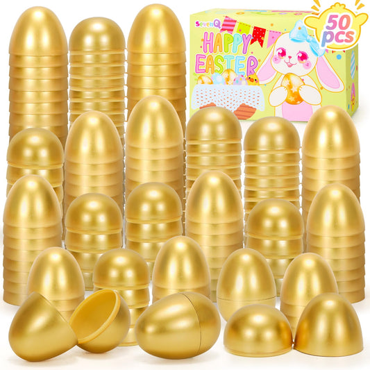 SevenQ fillable Easter eggs in gold with a middle hinge for easy filling