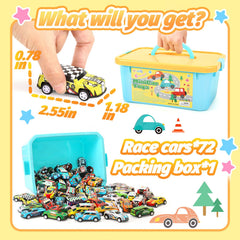 SevenQ mini race cars, 2.7 inches, easy for little hands to grip.