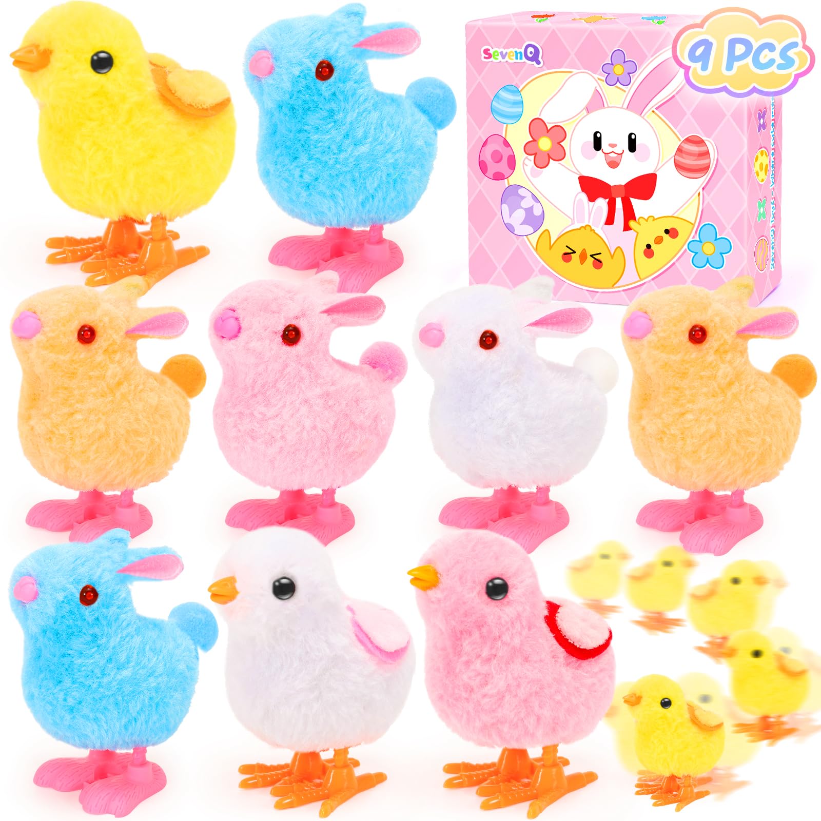SevenQ wind up bunny hopping toy for playful Easter fun and fine motor practice