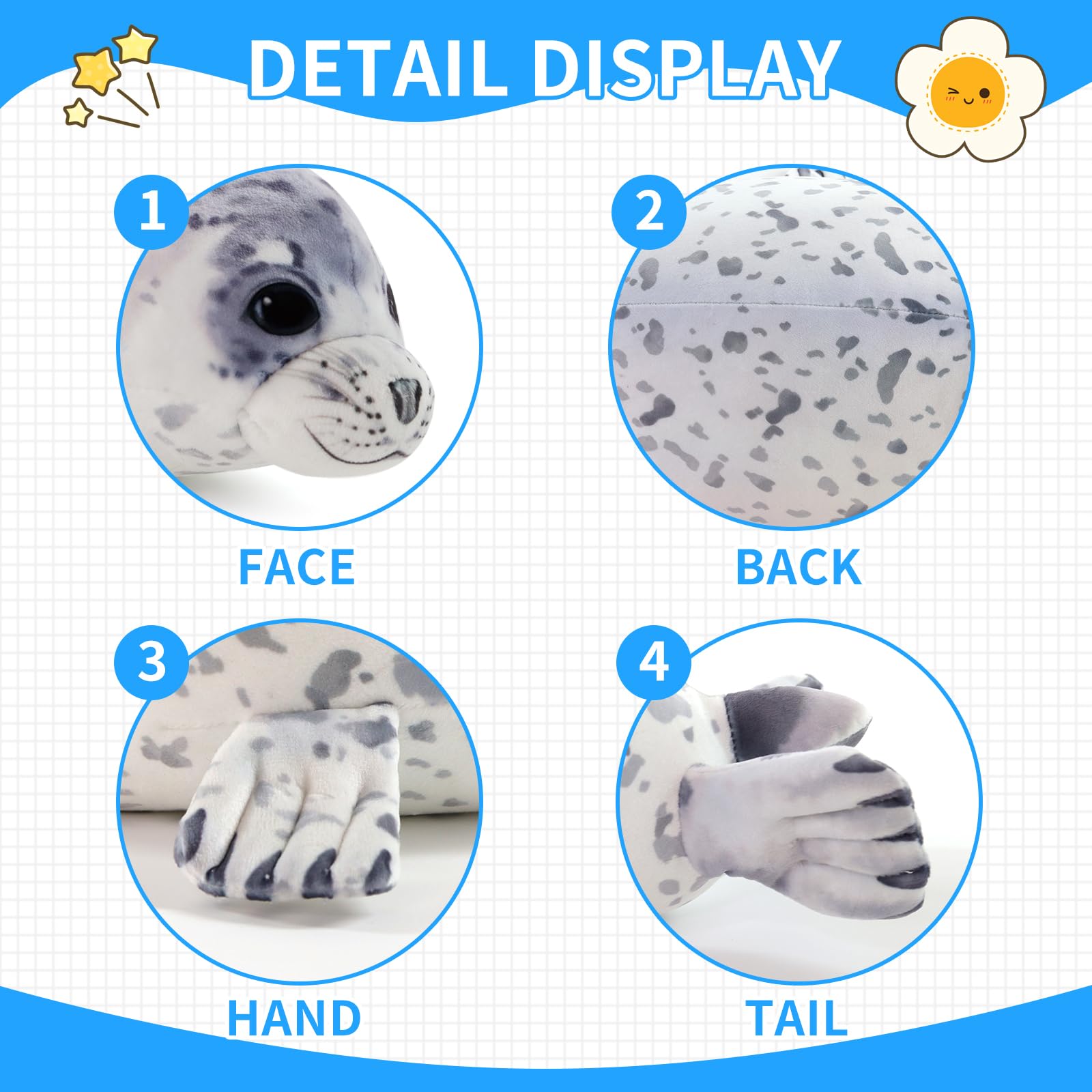 Sew Butiful Seal lifelike eyes enhance the toy's charming presence.