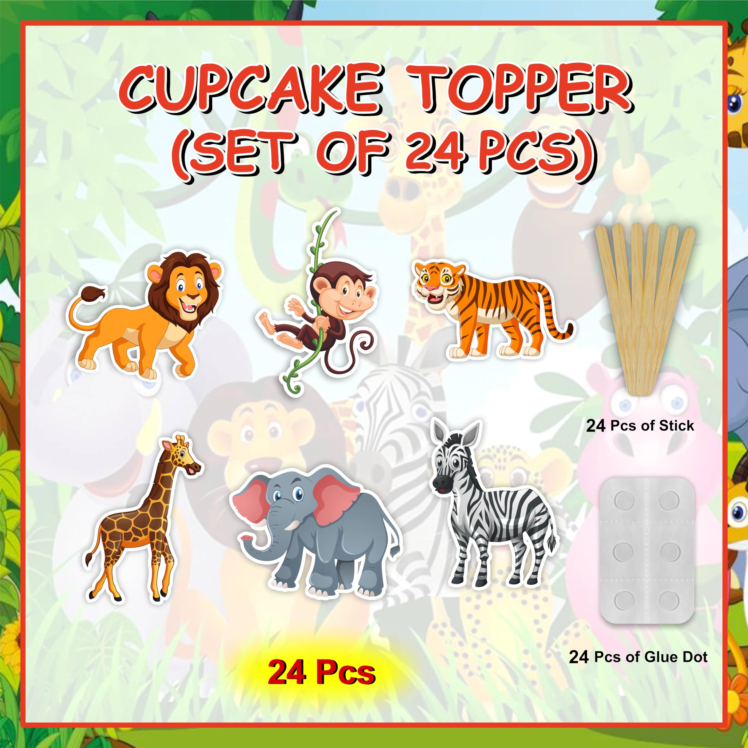 Seyal Jungle Safari Cupcake Topper enhances dessert tables with cohesive visuals.