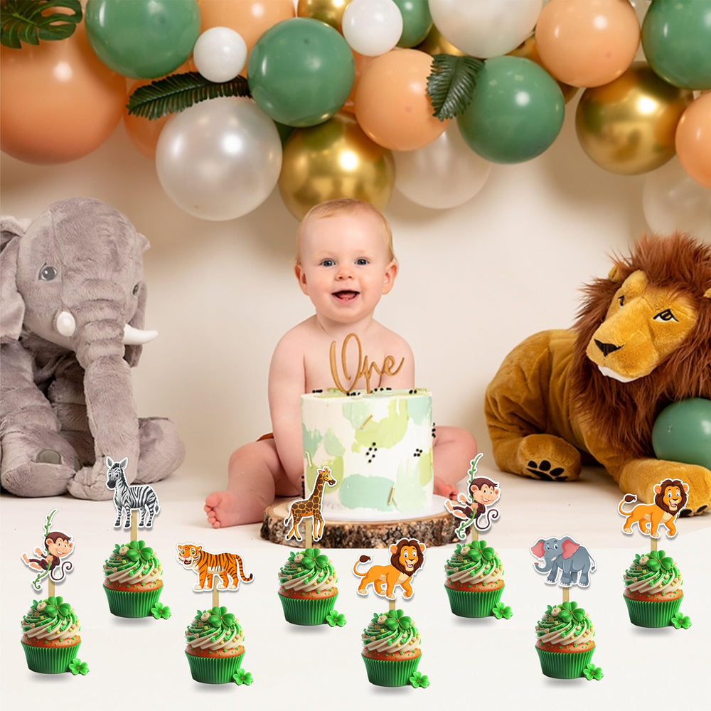 Seyal Jugle Safari Cupcake Topper uses durable materials for reuse across events.