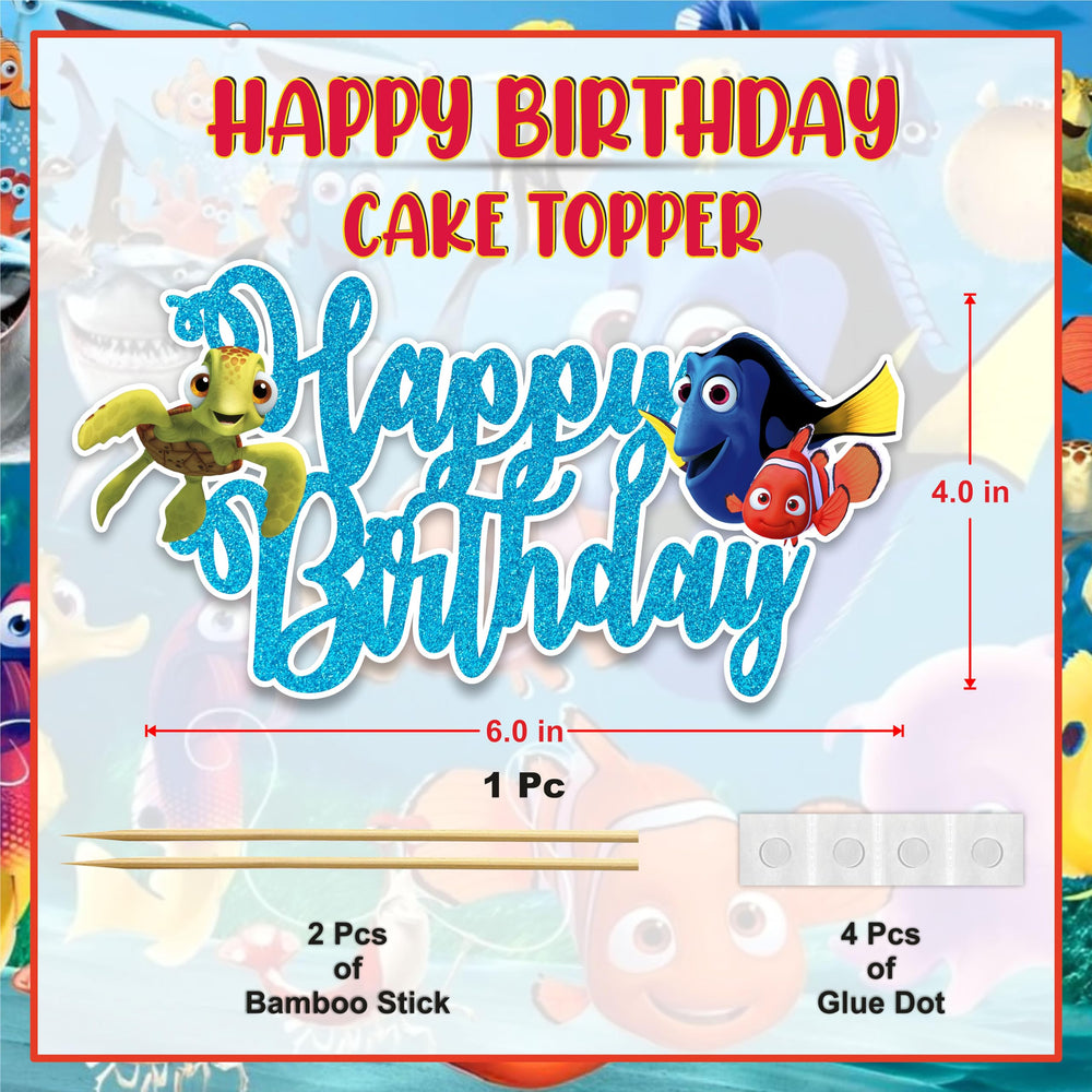 Seyal Findng Nmo topper featuring Nmo character adds playful charm to birthdays.