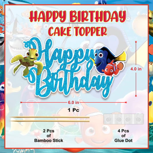 Seyal Findng Nmo topper featuring Nmo character adds playful charm to birthdays.