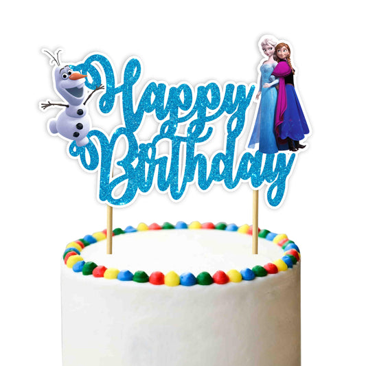 Seyal Frozn Happy Birthday Topper ensemble characters on a cake for a magical celebration.