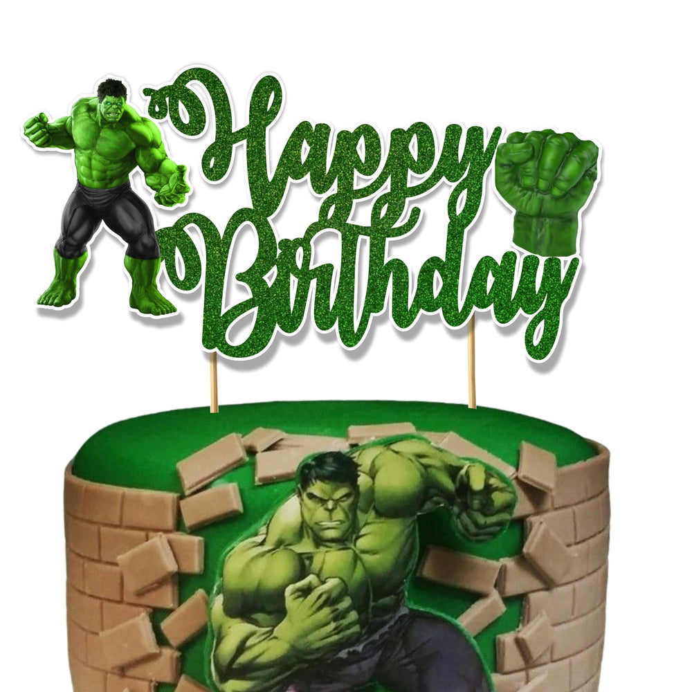 Seyal HLK Happy Birthday cake topper with green detailed illustration for festive cakes