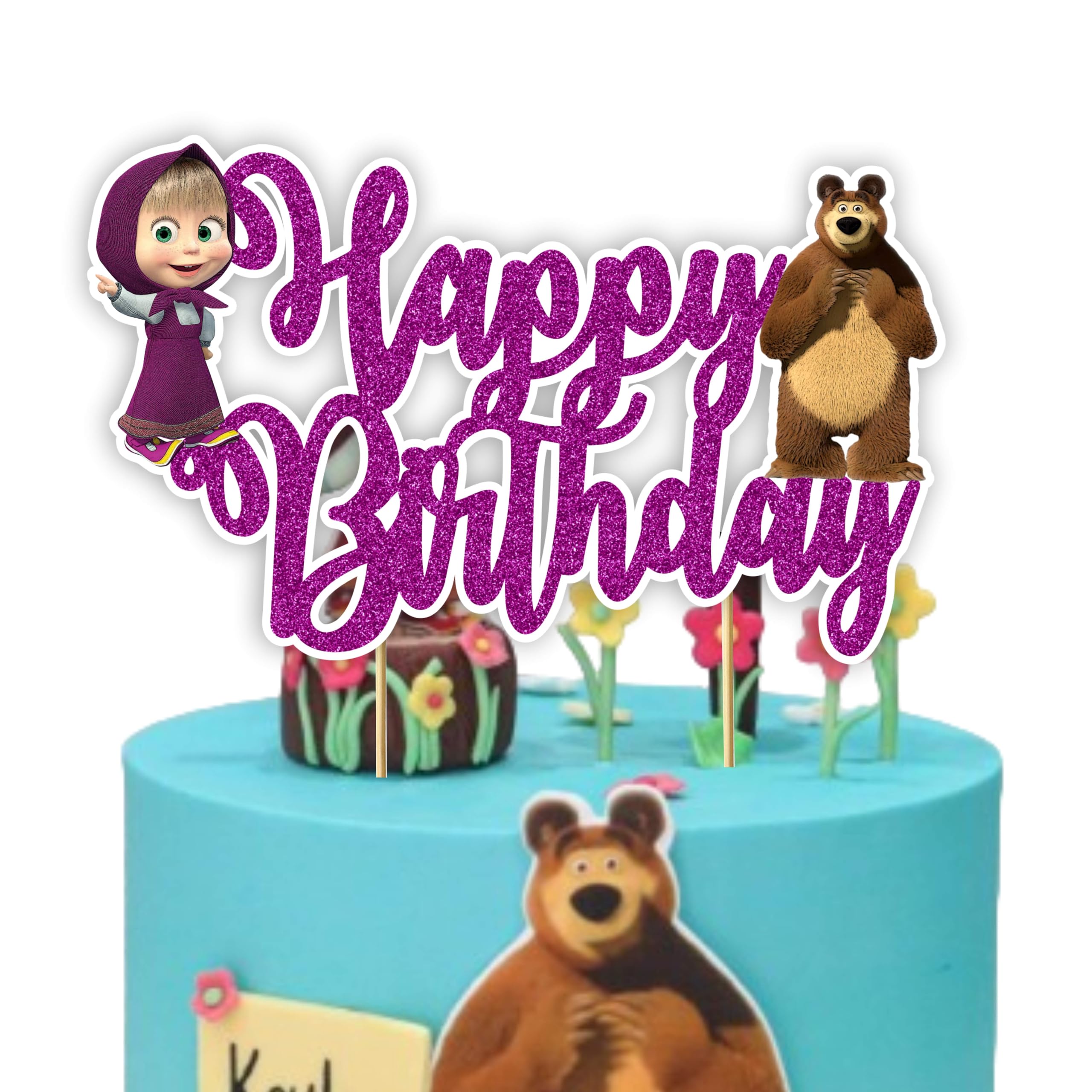 Seyal Maasa and the Ber Happy Birthday Topper on cake creates a vibrant centerpiece.