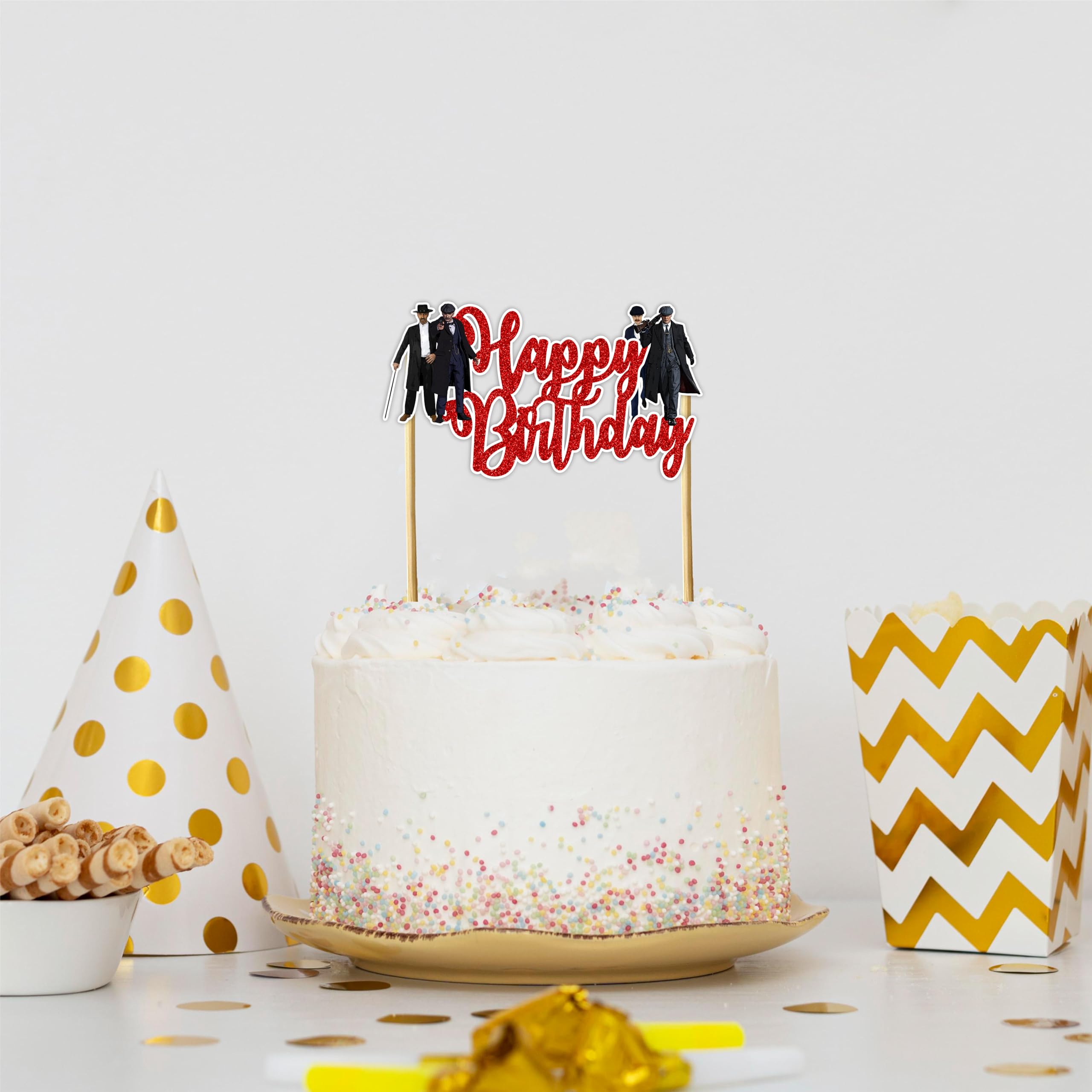 Seyal Peaky Blindrs Happy Birthday Topper attached stick ensures stable insertion