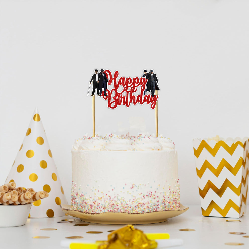 Seyal Peaky Blindrs Happy Birthday Topper attached stick ensures stable insertion