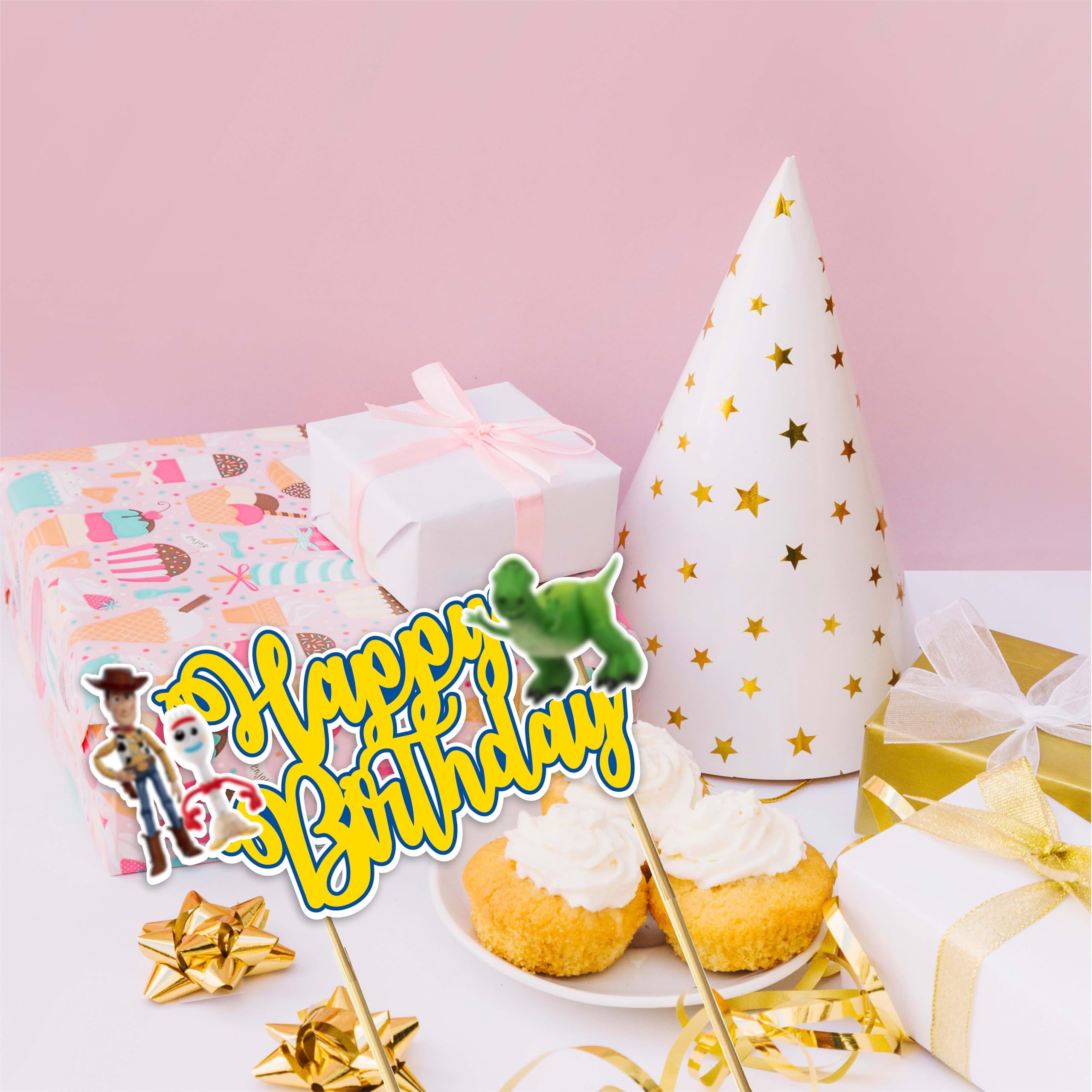 Toy Stry Happy Birthday Topper colorful design enhancing party photos and memories.