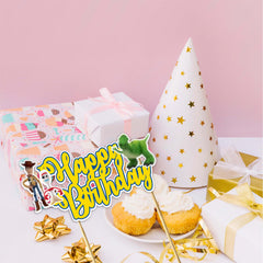 Toy Stry Happy Birthday Topper colorful design enhancing party photos and memories.