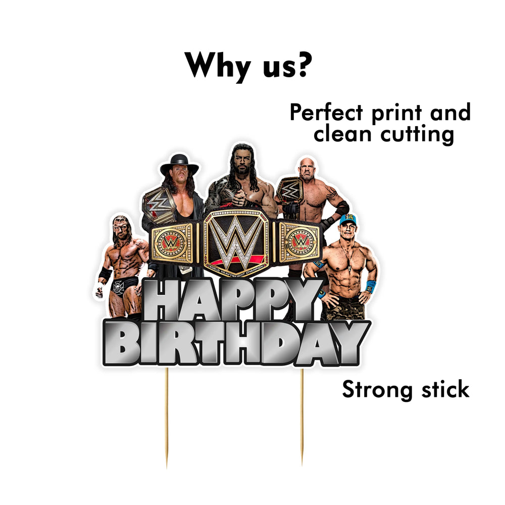 Seyal WWWE boys' WWE party setup topper complements themed celebrations.